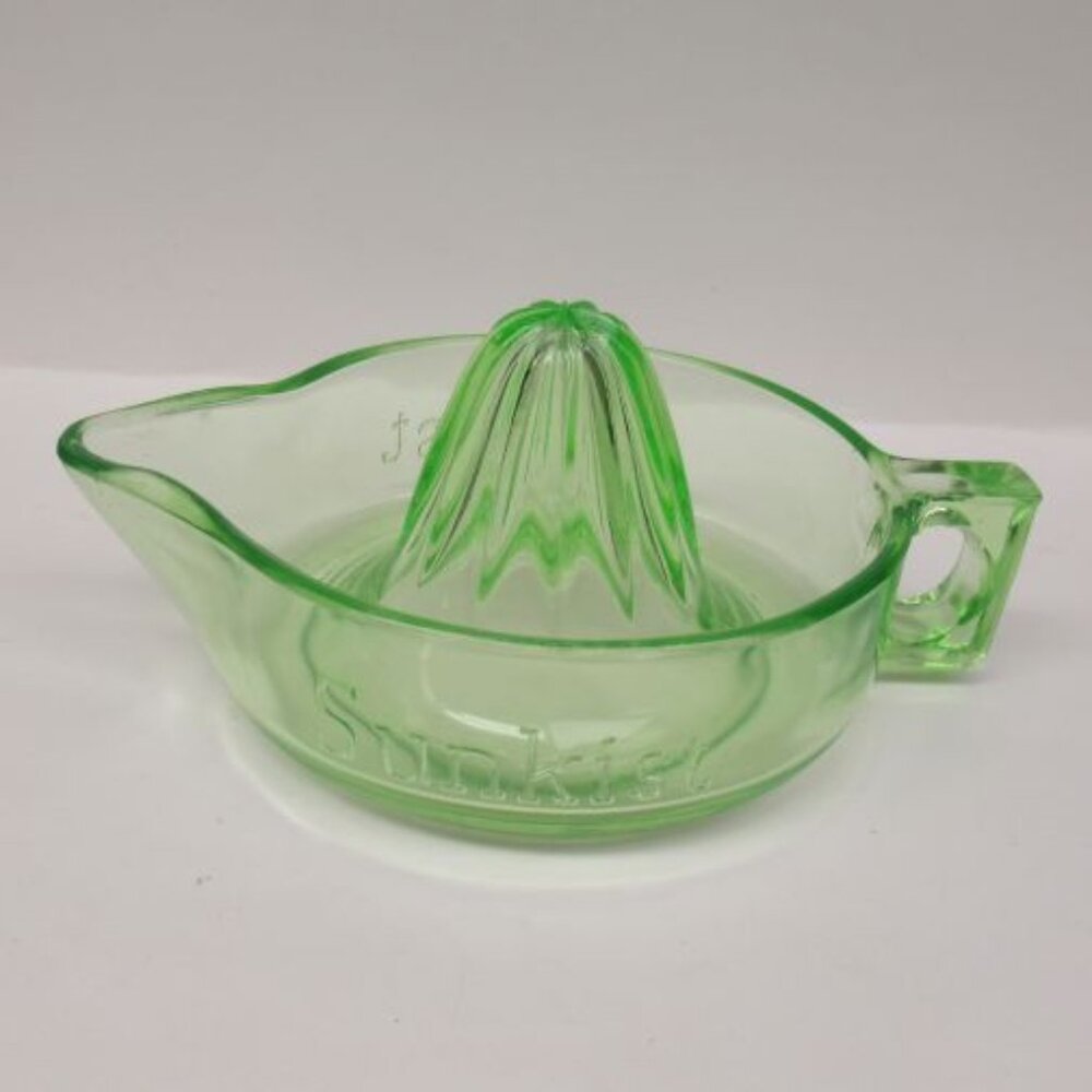 McKee Glass Apple Green SUNKIST Handled Orange Reamer or Juicer, Made In U.S.A.